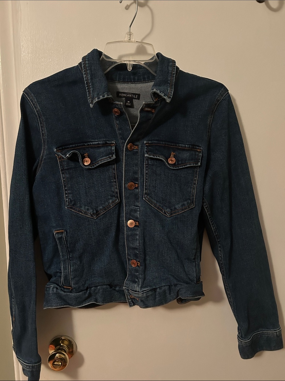 J. Crew Dark Indigo Denim Jacket with Copper Buttons
